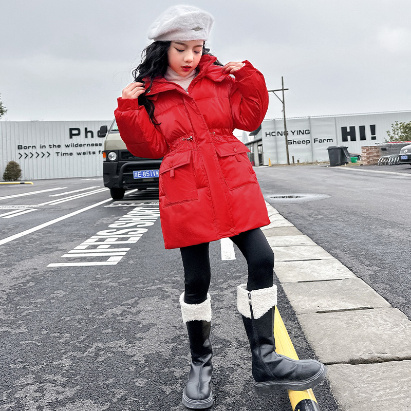 女童冬季棉服加厚2023新款中大童酷甜外套洋气时髦连帽免洗棉服潮
