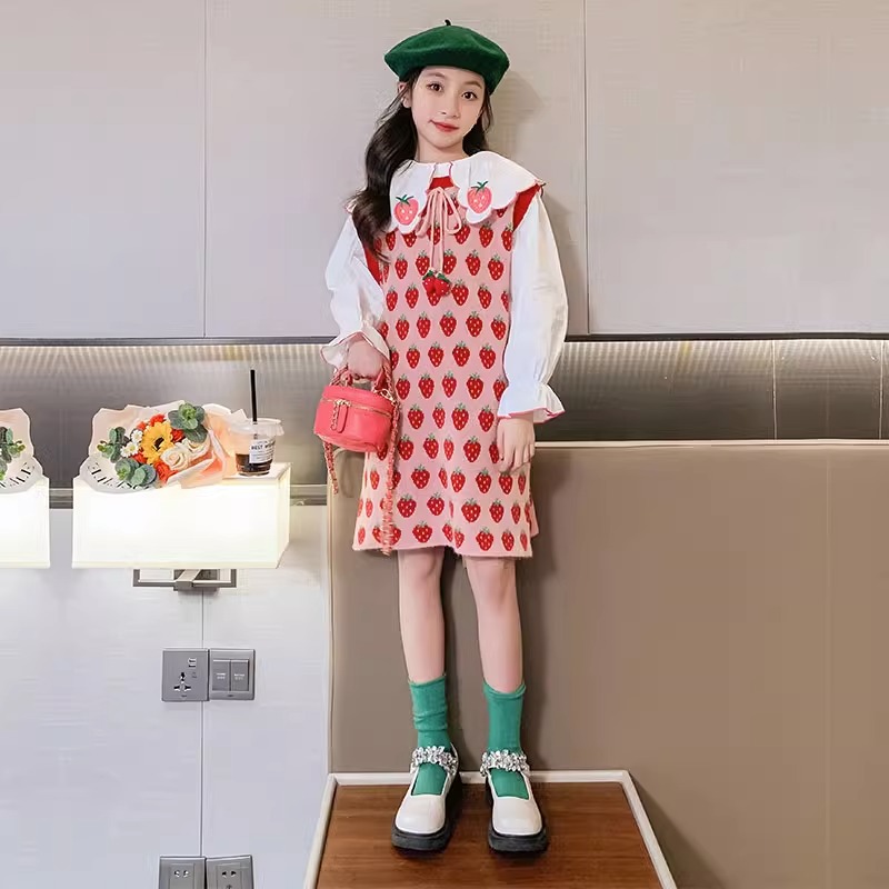 女童连衣裙春秋款2023新款儿童秋季洋气套装裙女大童秋装网红裙子