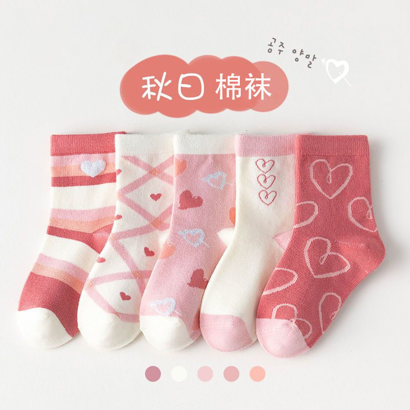 儿童袜子秋冬袜子棉袜中筒宝宝大童女孩公主花边棉袜小孩童袜冬季