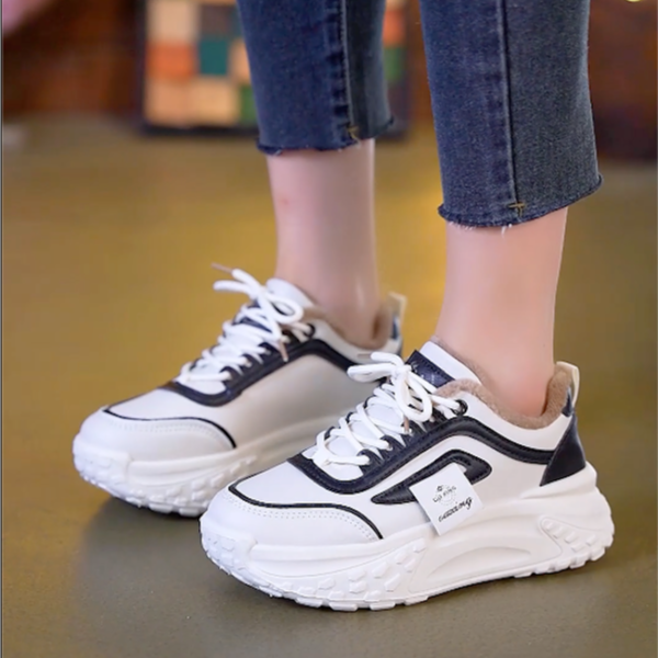 品牌女鞋 2023新款网红百搭秋冬加绒厚底春季网面韩版老爹鞋【杰】