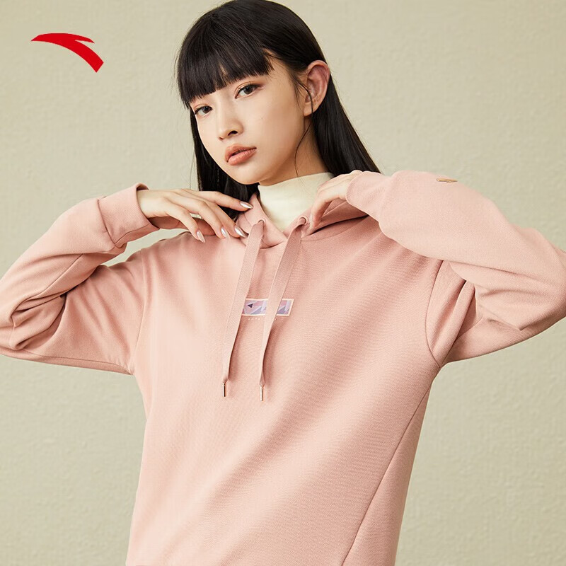安踏丨女服秋冬新款加绒保暖休闲运动舒适针织连帽卫衣162247718