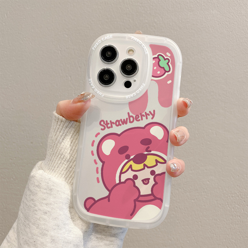 草莓熊女孩手机壳苹果/华为/oppo/小米/vivo透明iPhone13精孔摄像