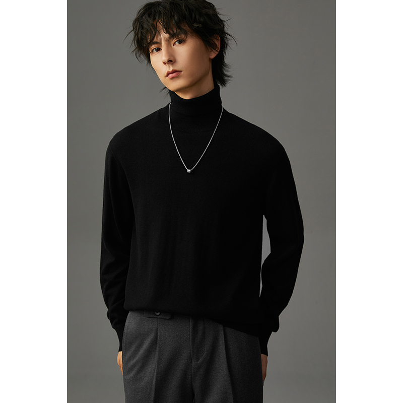 高支高领羊毛衫男冬季保暖新款毛线衣男士内搭打底针织衫ZW23008