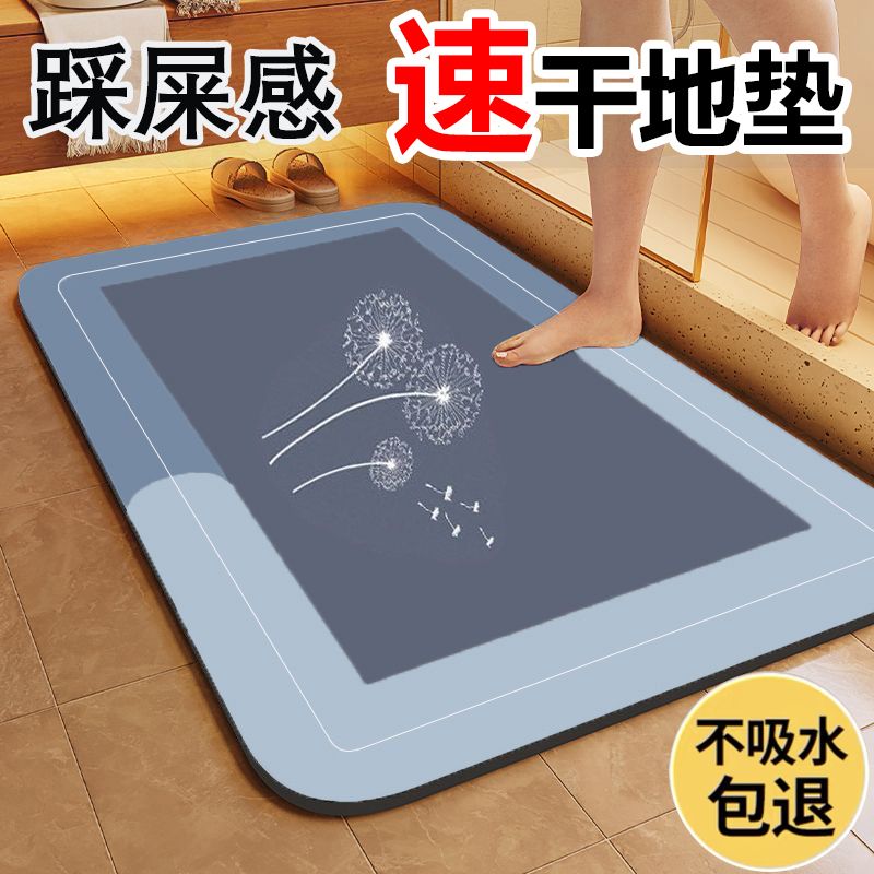 浴室入户防滑卫生间门口吸垫硅藻泥吸水垫卧室厨房地垫速干耐脏