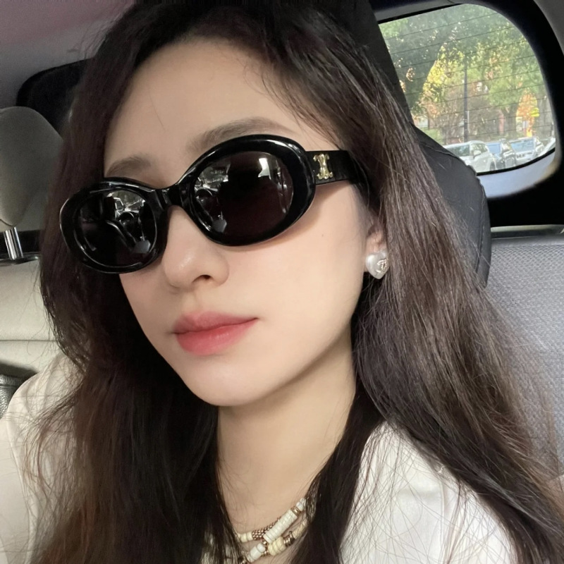 复古椭圆框墨镜女2023新款ins欧美网红凹造型嘻哈街拍潮太阳眼镜