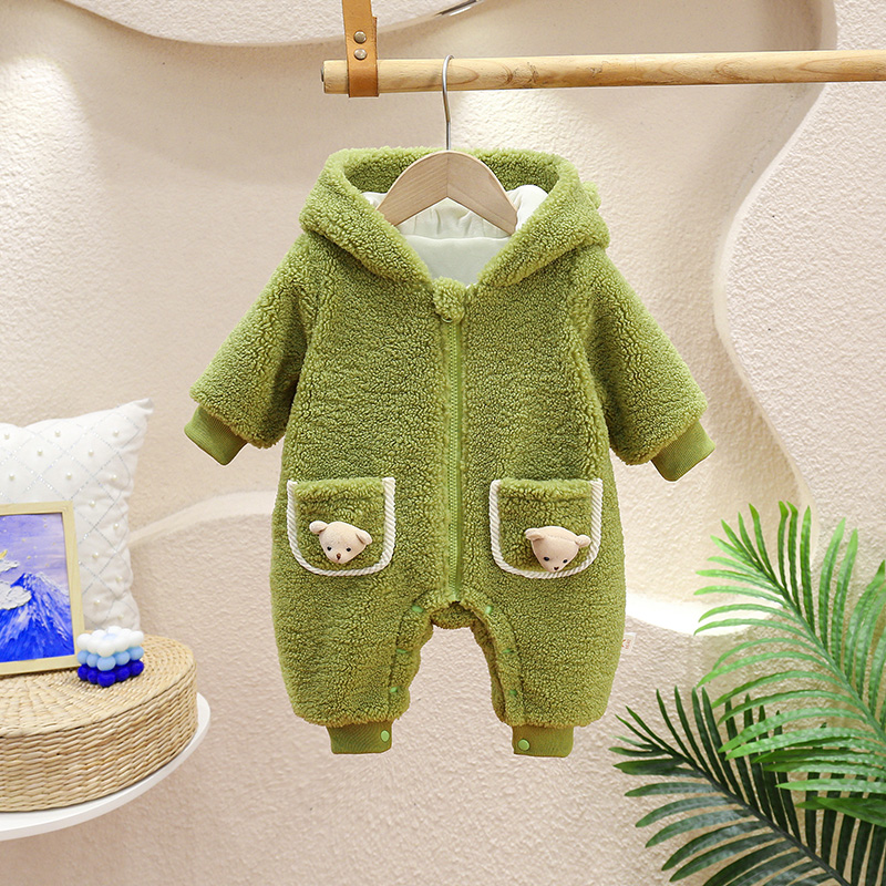 YM网红婴幼儿女宝宝棉服秋冬季可爱洋气棉衣满月百天爬服外出连体