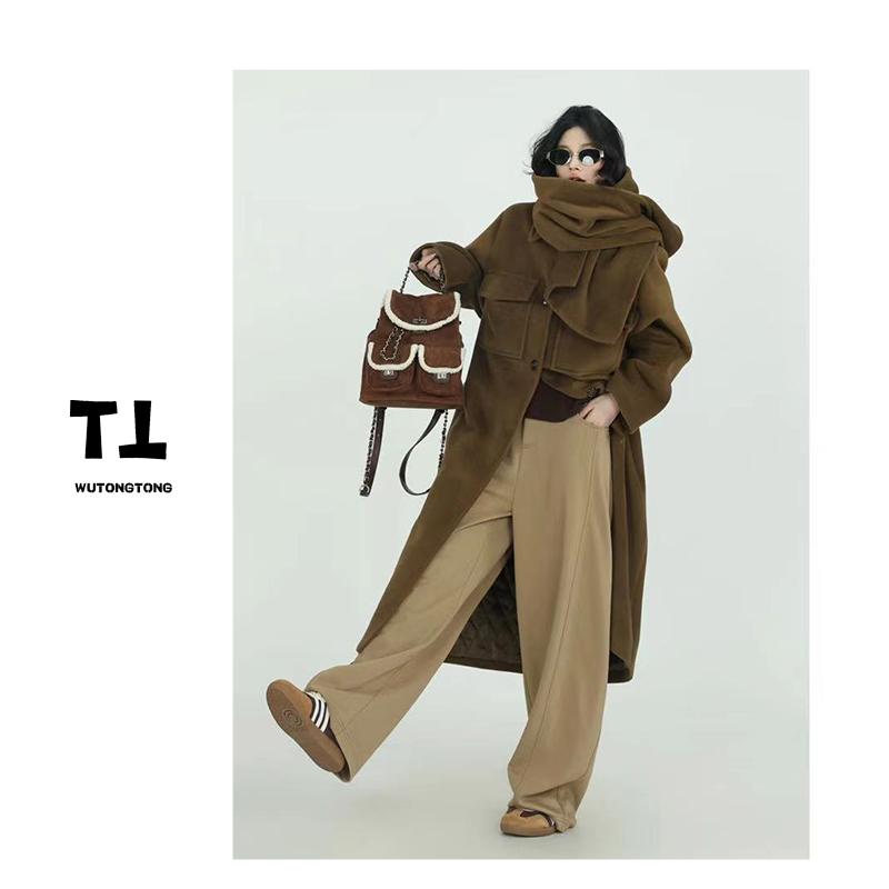 【交响曲】吴童自制秋冬季毛呢子大衣女长袖长款过膝风衣60022