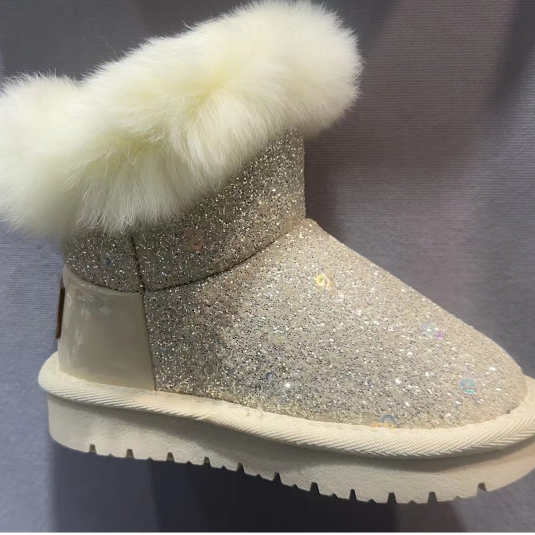 女童鞋子雪地靴加绒加厚防水防滑雪地棉616