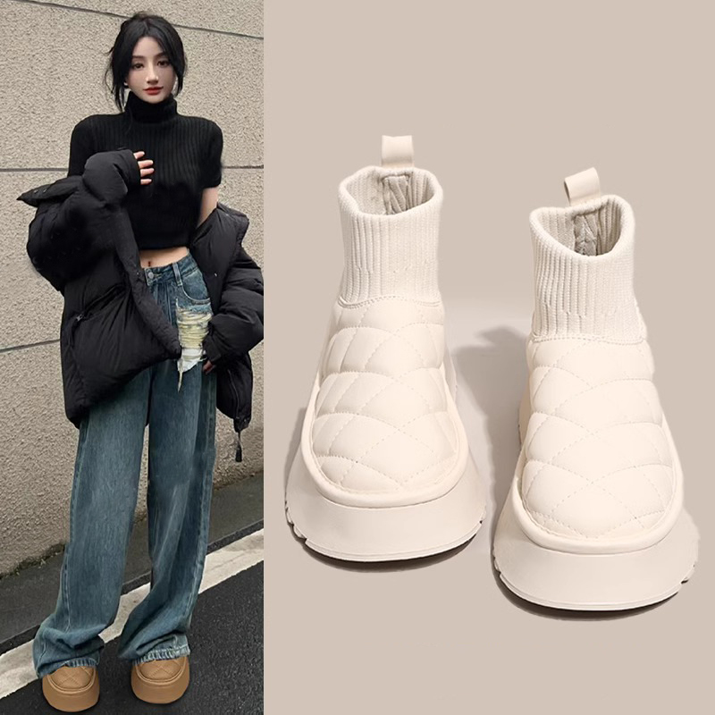 红蜻蜓牌雪地靴女2023新款冬外穿保暖加绒加厚防滑防水厚底东北毛