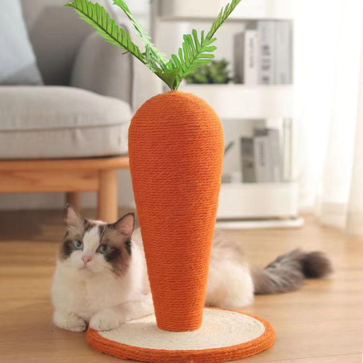 宠物猫咪玩具磨爪柱立式麻绳胡萝卜猫抓板猫爬架解闷逗猫玩具