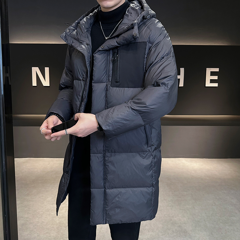 男士新款棉服冬季高贵上档次男装中长款加厚潮流棉服连帽保暖外套