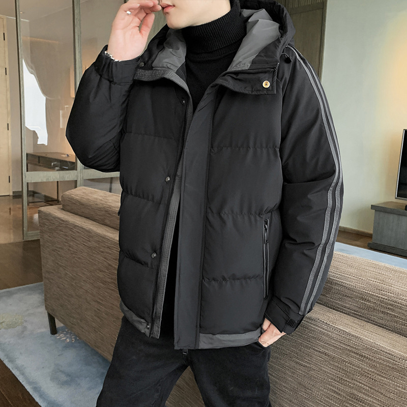 高端大码冬季连帽棉衣外套男士加肥胖子羽绒棉服青年肥佬棉袄防风