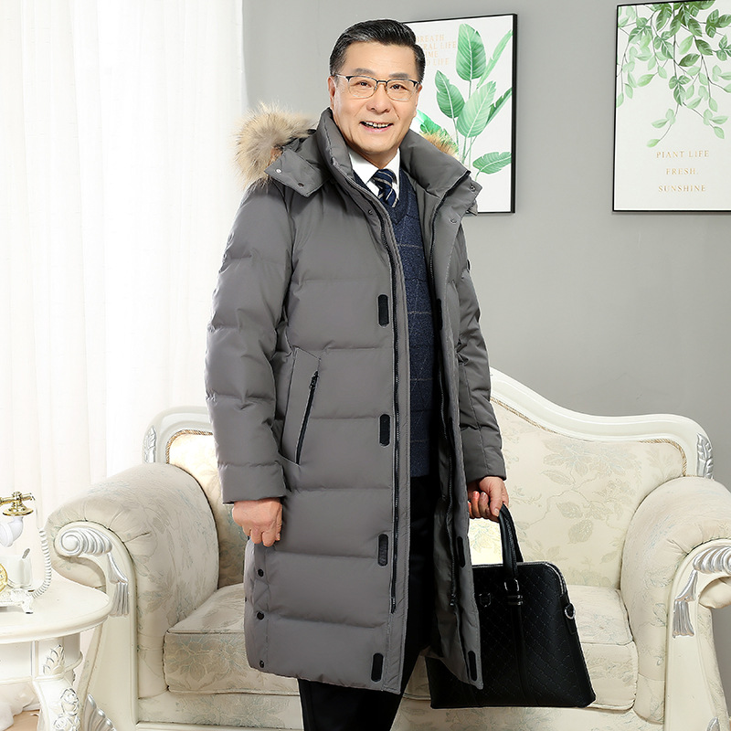 新款冬季男士羽绒服爸爸爷爷装中老年过膝长款高级爸爸装大码加厚