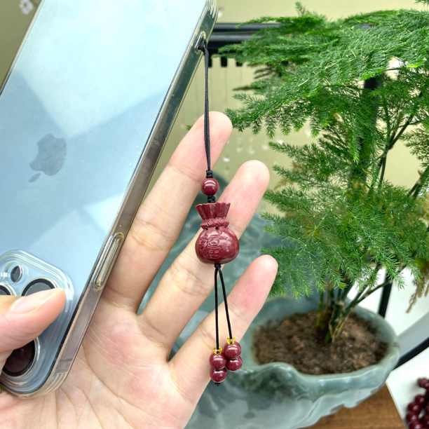 含辰砂工艺品朱砂小福袋手机挂钥匙扣