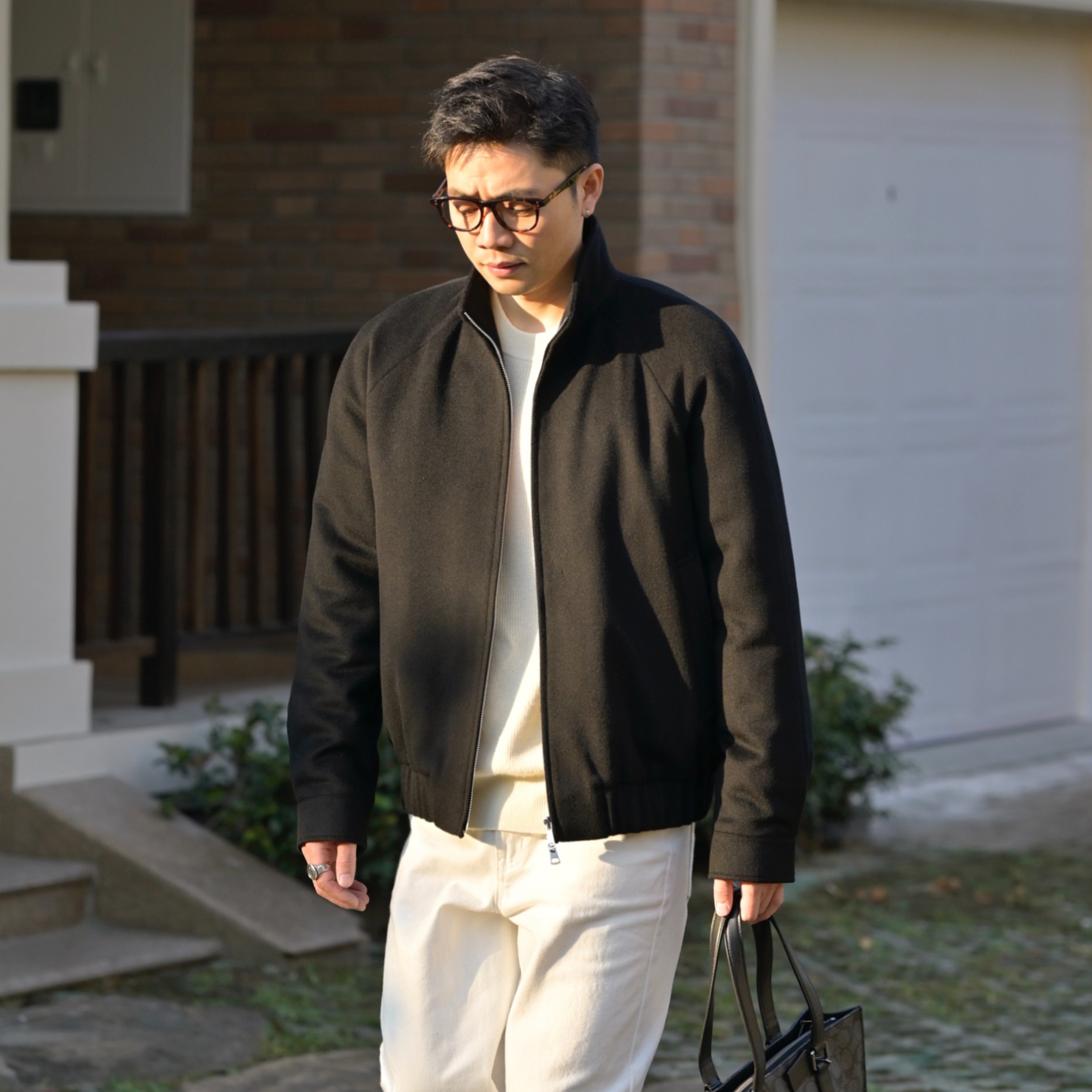 【BOSIR 轻奢系列】羊绒白鹅绒进口澳毛高端商务休闲立领夹克鹅绒服