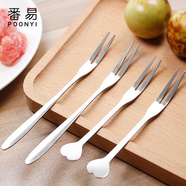 不锈钢家用欧式蛋糕叉点心小奢华插果签套装创意可爱儿童水果叉子