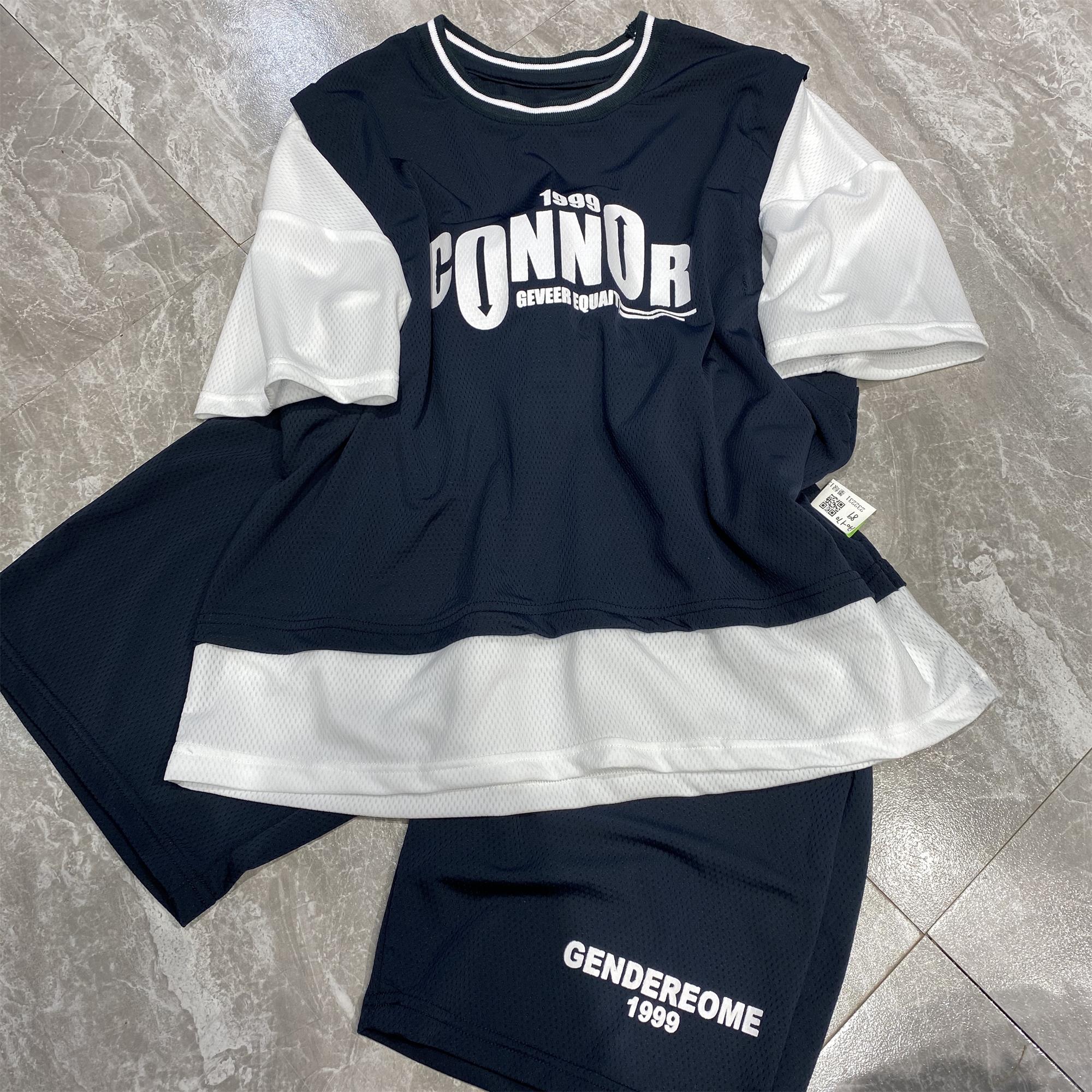 【潮牌套装】夏季2023新款中大童球服套装韩版上衣+短裤232231