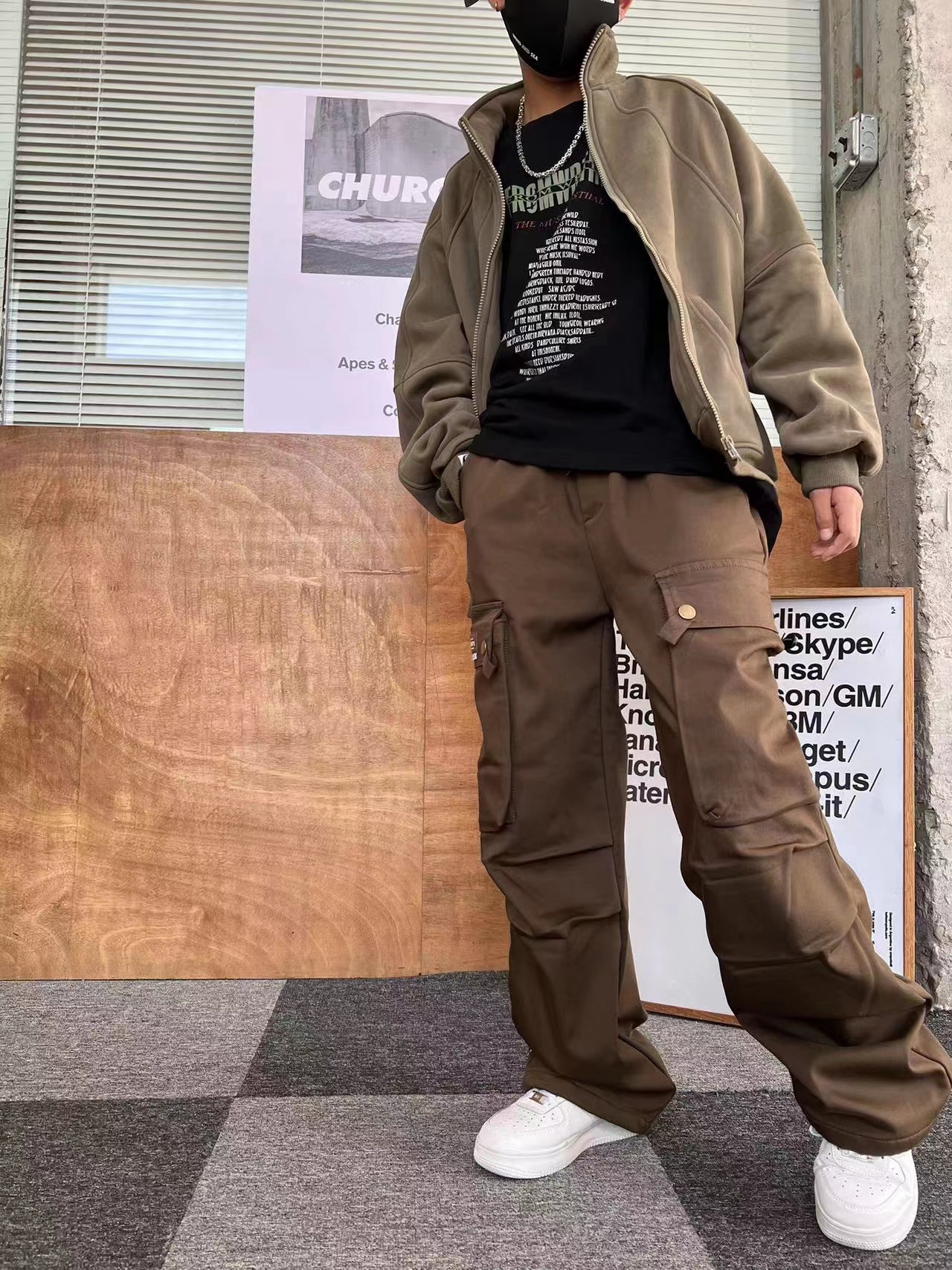 【潮牌甄选工装裤】男女孩2023冬季新款加绒宽松休闲百搭长裤91103