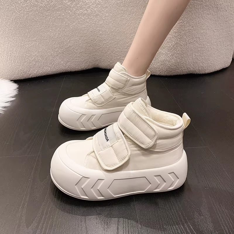 回力瑞厚底魔术贴高帮鞋女冬季加绒保暖大棉鞋显腿长休闲百搭短靴
