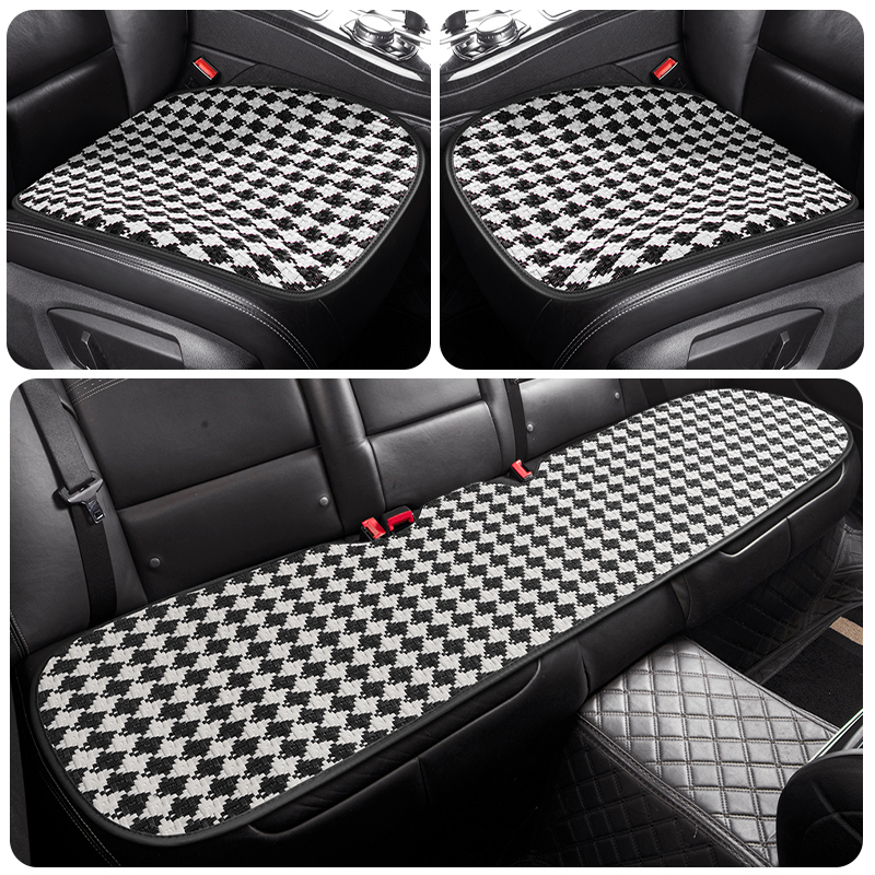 23新款汽车四季通用坐垫夏季冬季座垫单片后排座亚麻布艺免绑座垫