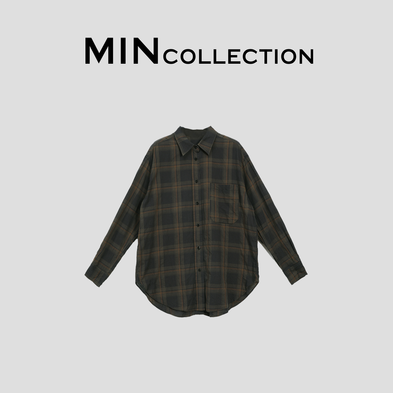 Min 绿格衬衫/男女同款进口复古格子衬衫