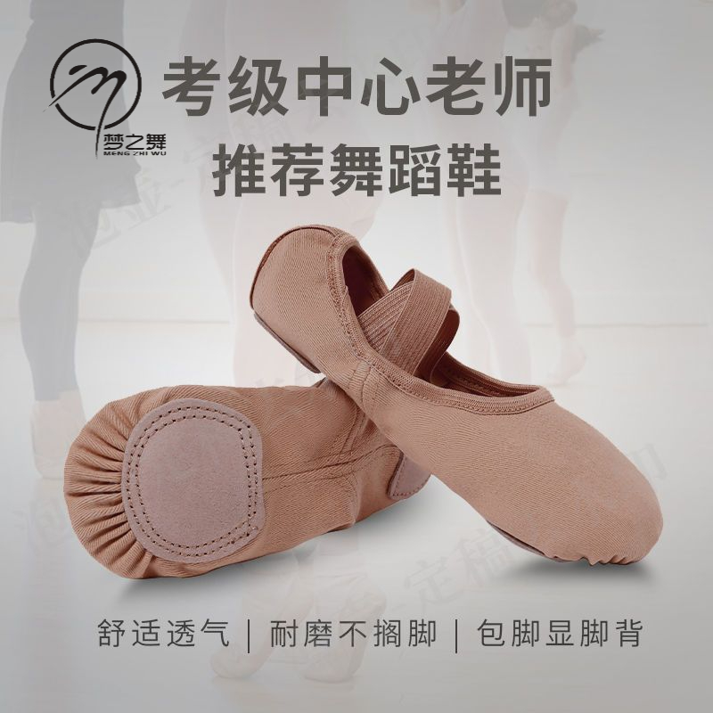 全弹力布舞蹈鞋女软底儿童成人练功专业猫爪鞋形体芭蕾舞鞋免系带