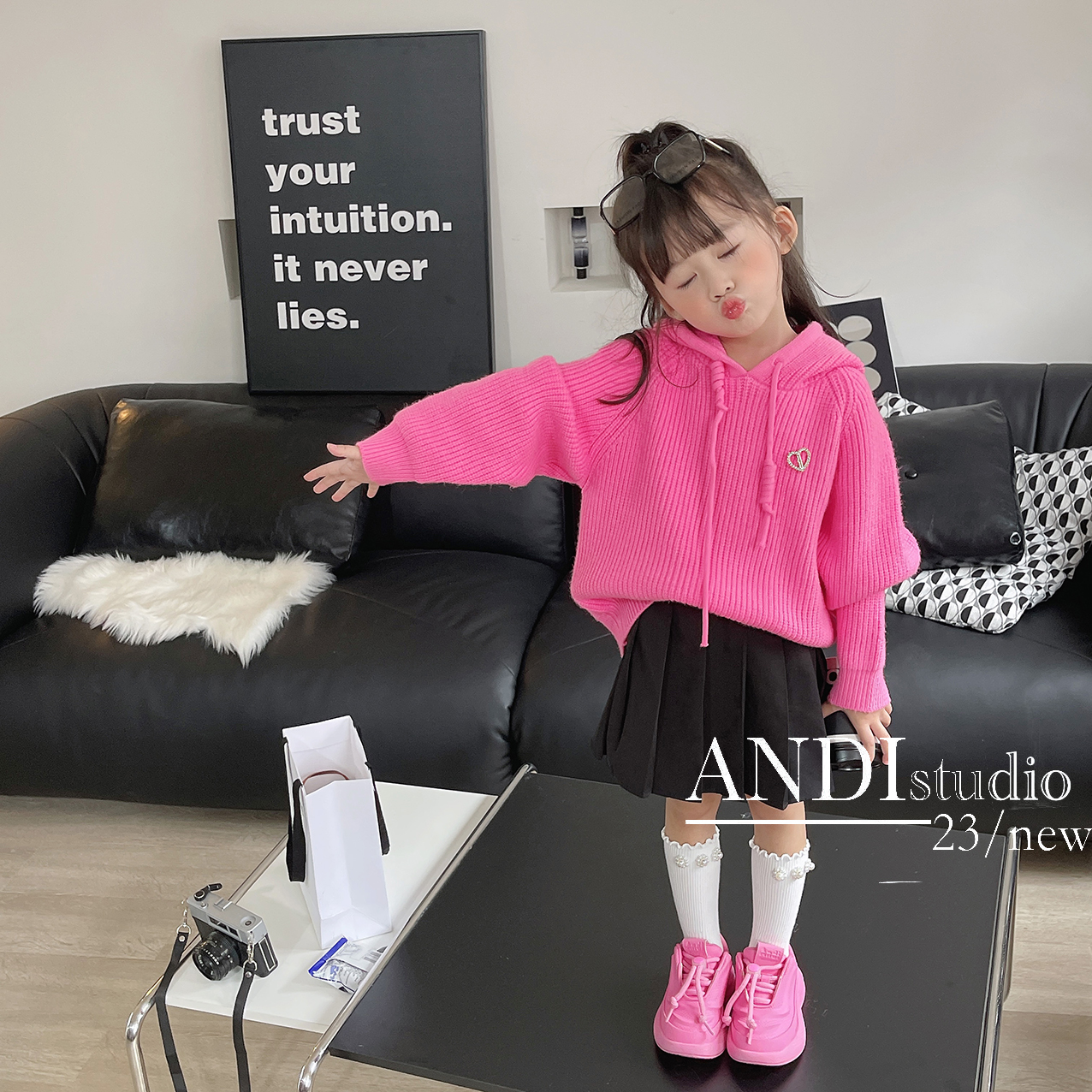 〖ANDI〗定制儿童针织秋季新款休闲套头连帽毛衣1601
