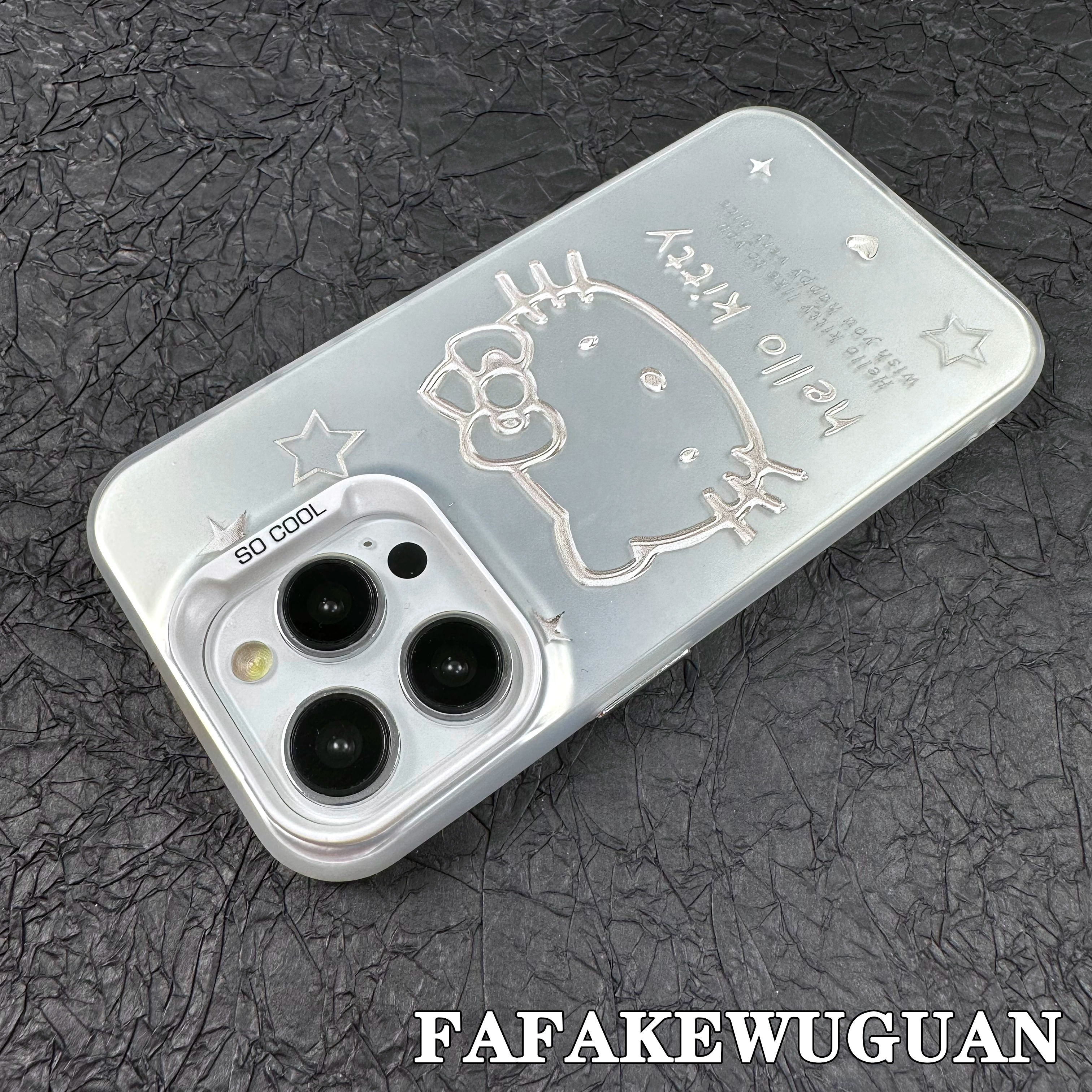 小众线条KT猫适用于苹果15promax新款iPhone14全包12防摔11手机壳