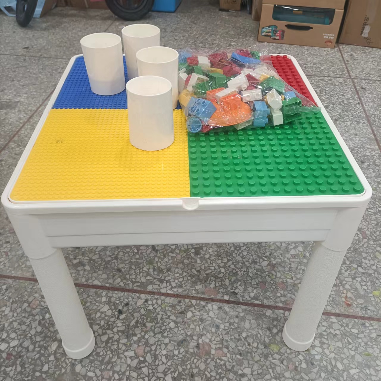 超大个多功能积木桌大小颗粒兼容（51cmX51cm）送凳子积木增高腿