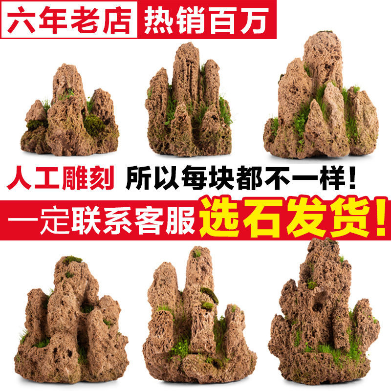 天然上水石吸水石小型假山石盆景石头鱼缸微景观原石造景装饰摆件
