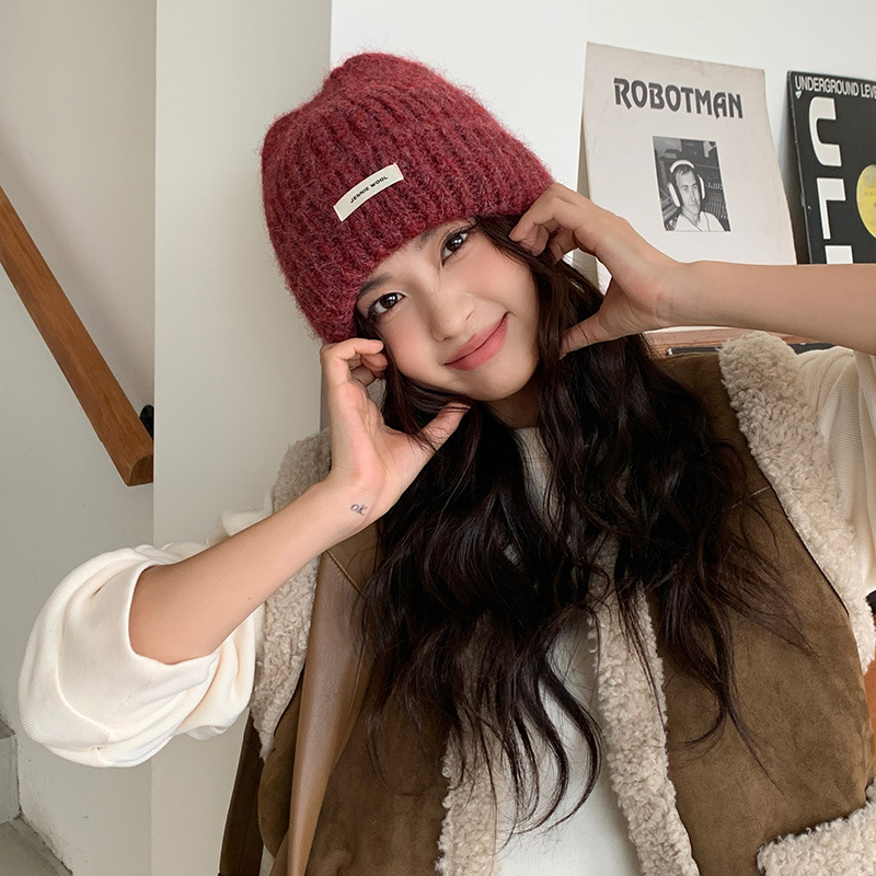 新款毛线帽女秋冬季韩版百搭大头围保暖护耳针织帽宽松堆堆帽冷帽