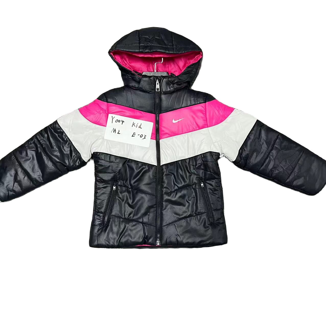 NIKE/耐克 Y004 儿童连帽保暖冬季运动休闲拼色撞色时尚羽绒服