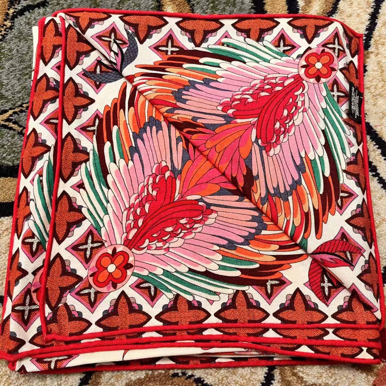 【140丝绒方巾-安之若素】桑蚕丝气质披肩时尚百搭方巾大方印花女士