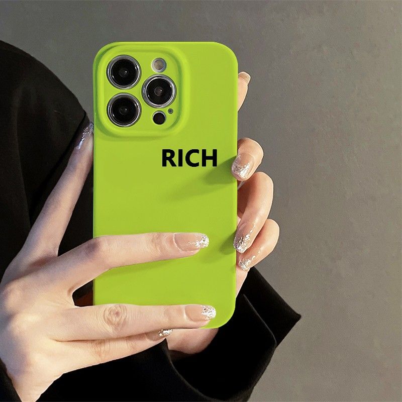 轻奢ins简约荧光绿RICH苹果14菲林手机壳iphone13亚克力12菲林壳