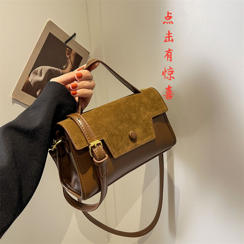 韩系新款包包女士小包斜挎包时尚百搭单肩包潮磨砂皮手提小方包包