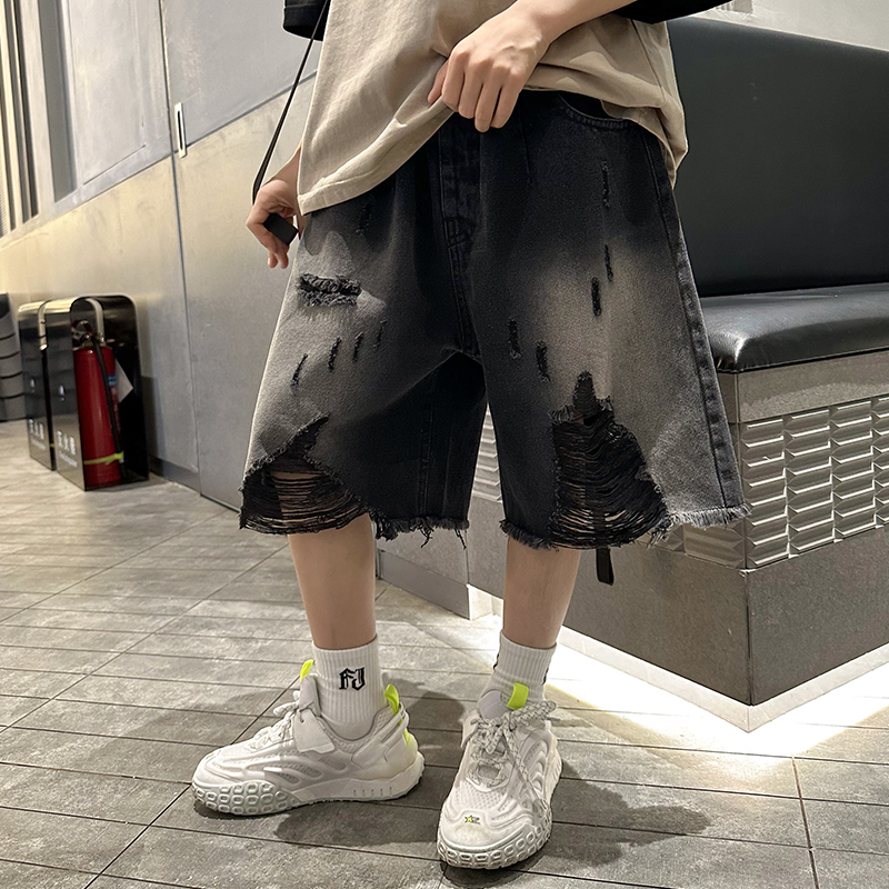男童夏季裤子儿童破洞牛仔短裤痞帅中大童五分裤薄款夏装