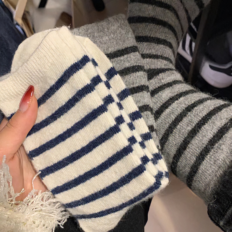 厚条纹袜子女厚厚的中筒条纹袜ins韩版梦中情袜日系百搭冬季保暖
