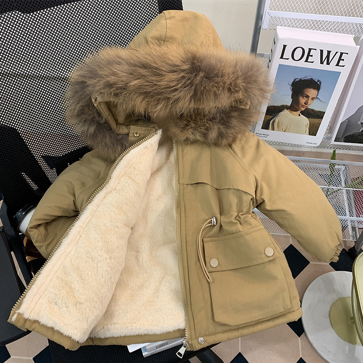 2024女童外套加绒棉衣冬装洋气女宝宝加厚派克服新款儿童棉服棉袄