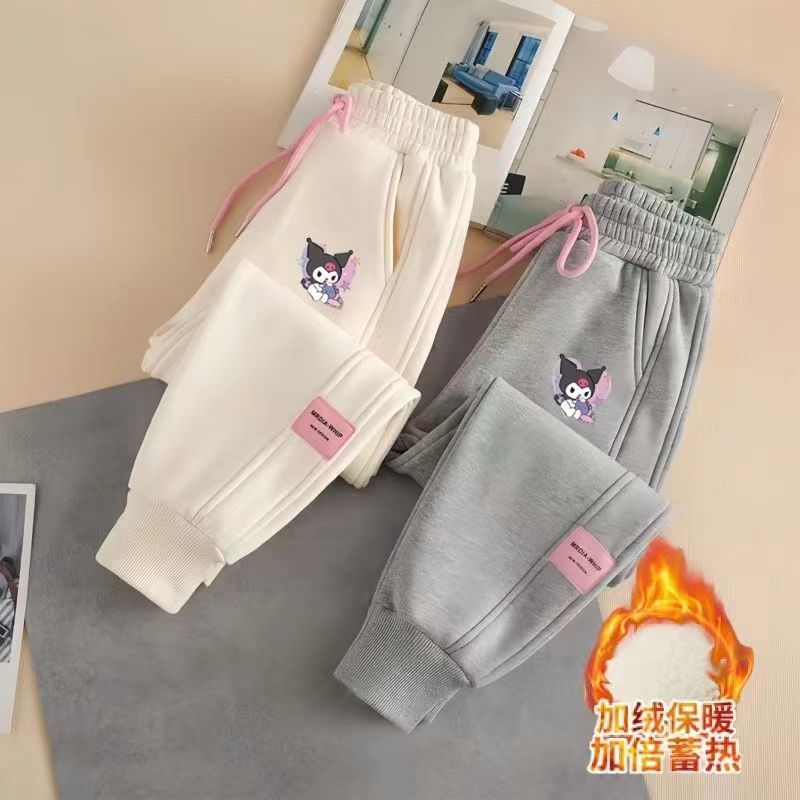女童卫裤2023新款库洛米休闲运动裤加绒加厚秋冬款宽松长裤中大童