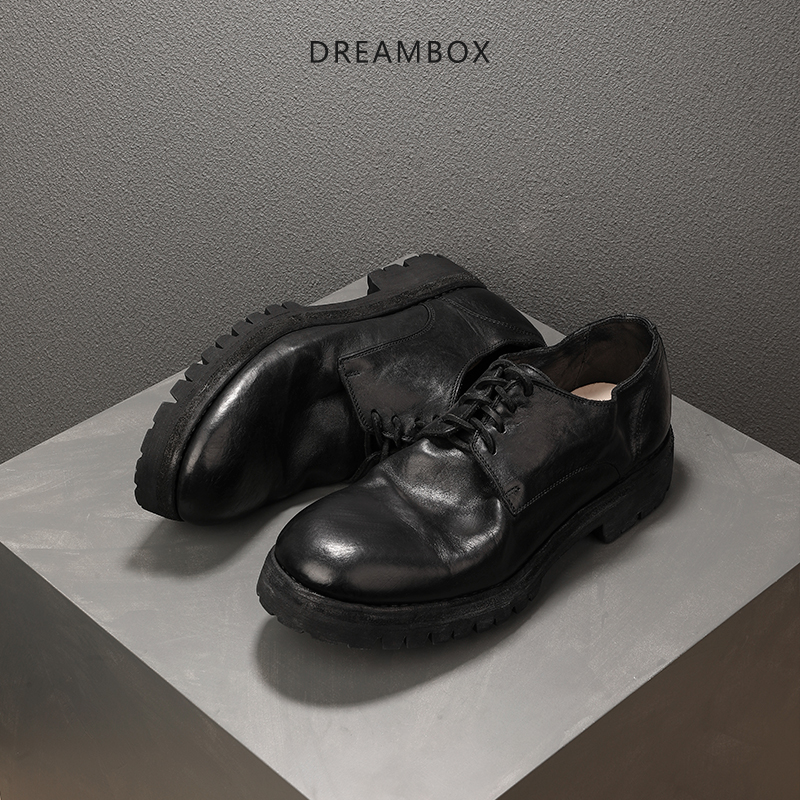 dreambox钧博vibram高端马皮男士时尚手工皮鞋厚底商务西装鞋潮