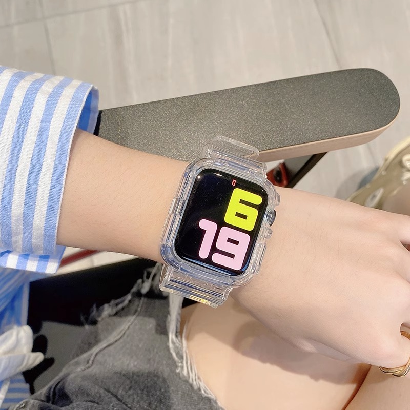 iwatchS7表带冰川8透明苹果手表5/6/SE代34夏季新款ultra保护套潮