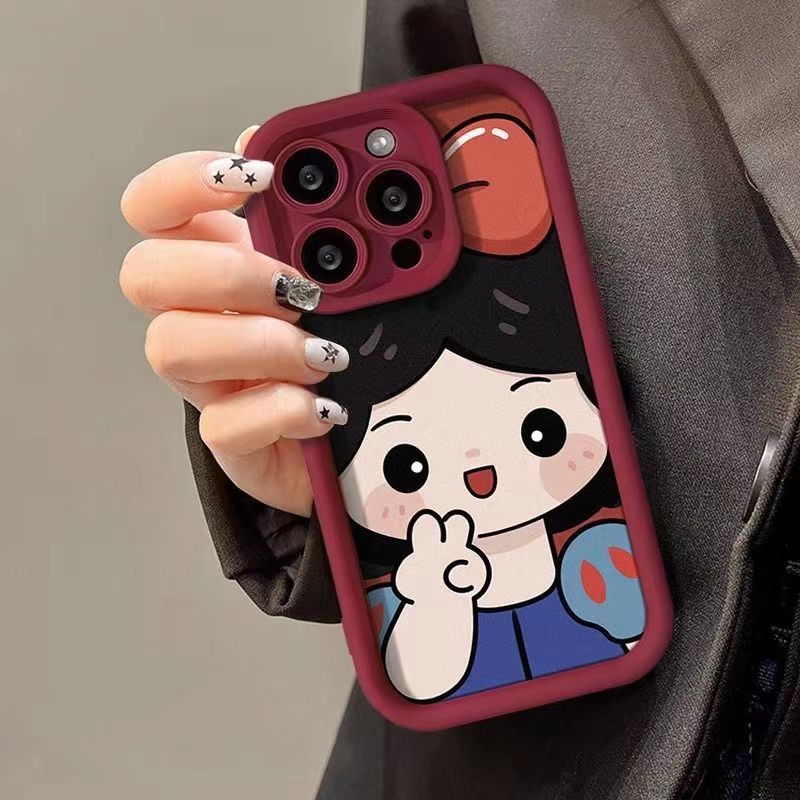 【OPPO/vivo/小米红米】比耶公主酒红色天眼阶梯可爱全包防摔