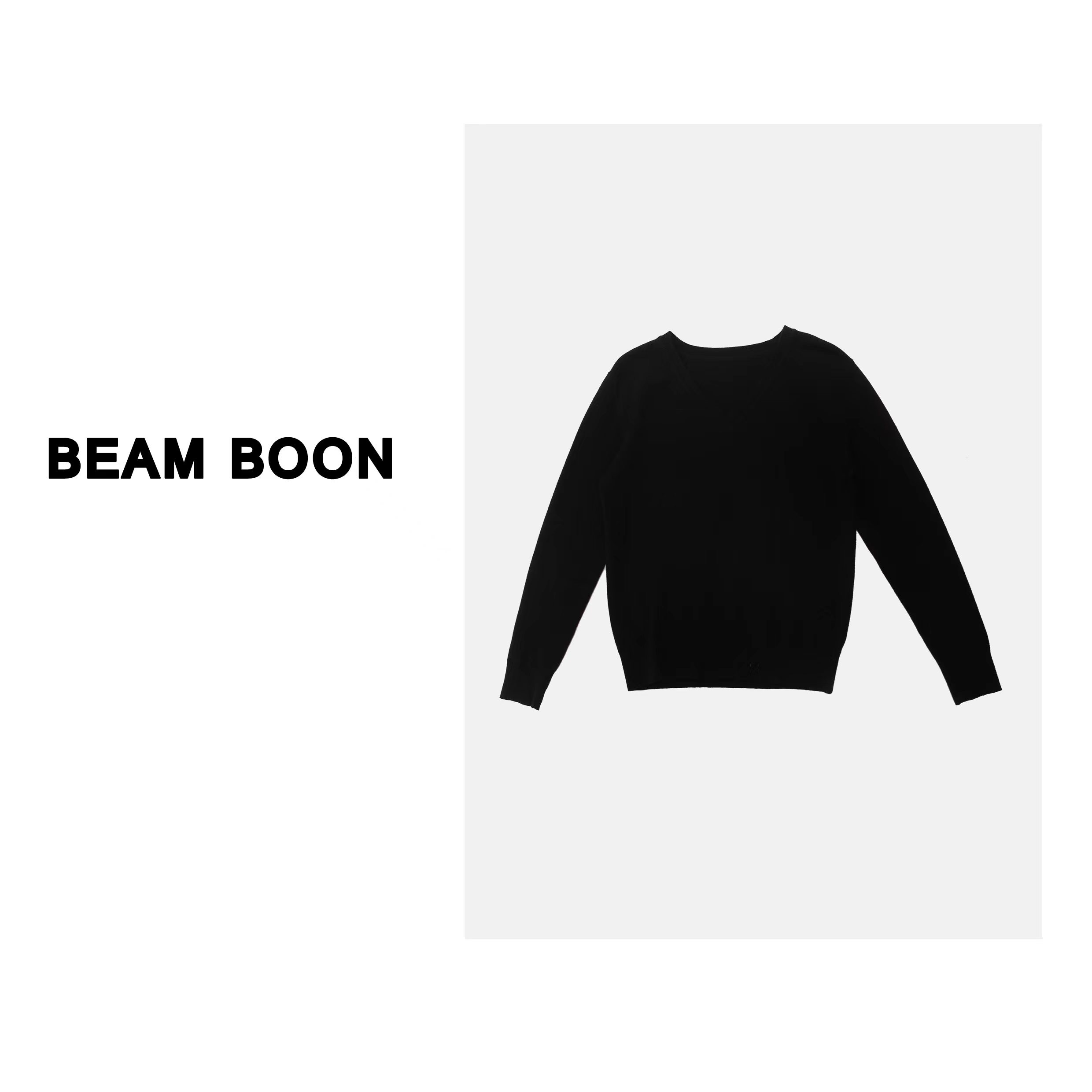 Beam Boon | 气质软糯 V领百搭显瘦三色针织上衣时尚女士套头长袖