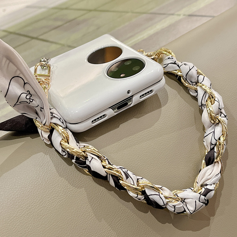 适用华为pocket2手机壳女斜挎高端丝巾链条p50pocket带挂绳高颜值