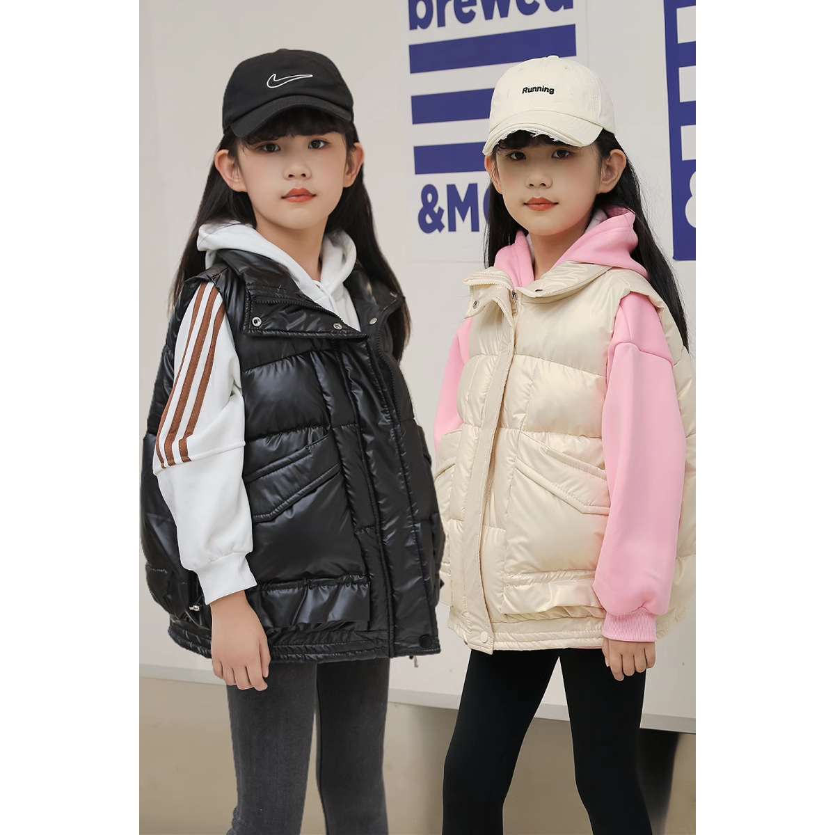 韩版女童棉马甲秋冬季儿童免洗外套中大童洋气百搭亮面外穿女宝宝