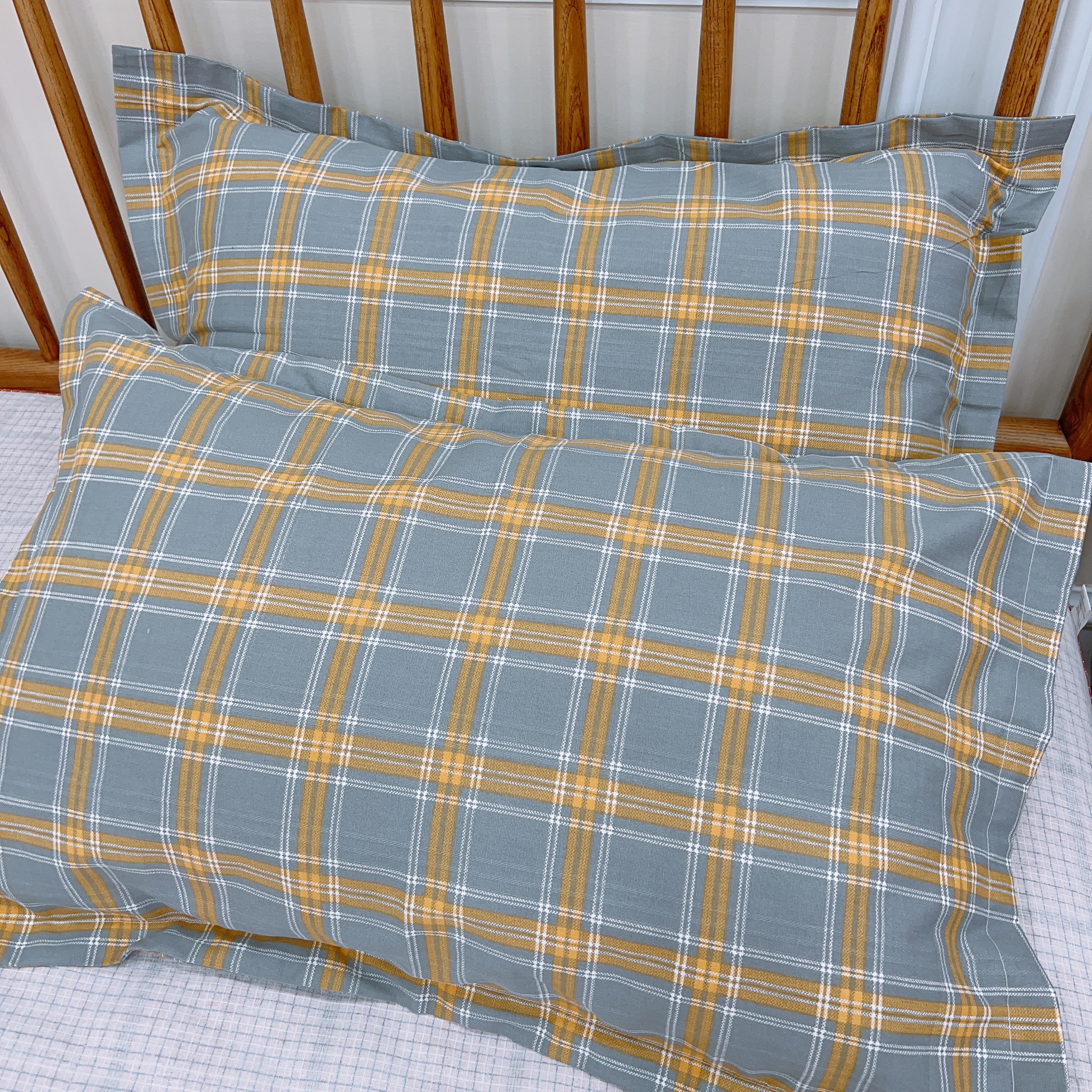 【若兰-灰】纯棉枕套一对装48X74