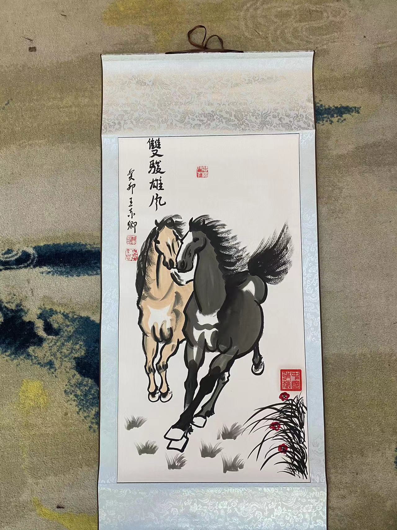 千子墨书画院-王东卿-双骏雄风-三尺竖白1