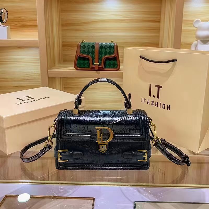 DRAE 新款时尚高级感轻奢百搭单肩斜挎包D7003#-黑色