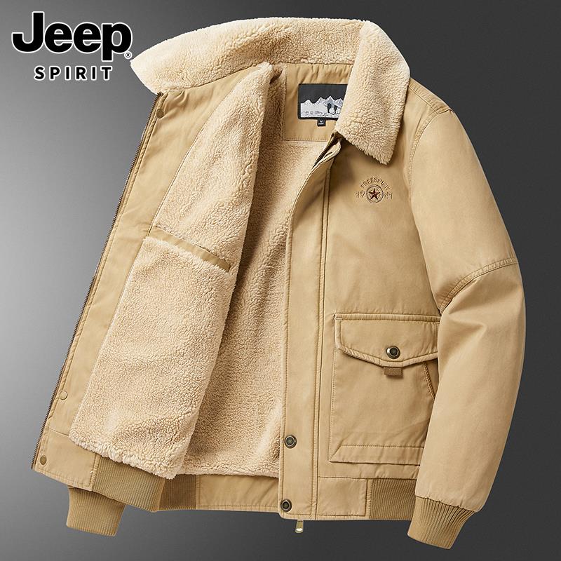 Jeep吉普夹克外套男春冬季2024新款大码棉袄加厚保暖宽松棉服男装