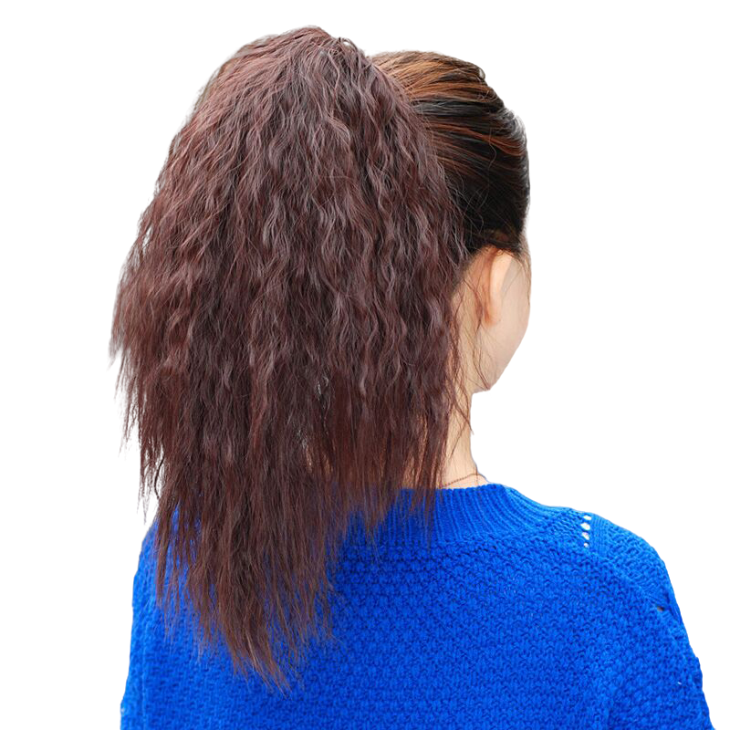 假发马尾逼真抓夹式玉米须蓬松马尾女爪夹时尚假发玉米须烫马尾辫